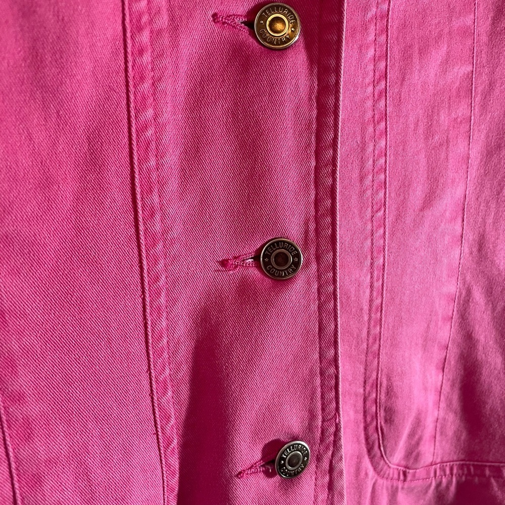 Telluride Country Vintage Cotton Pink Cropped Blazer Size 8/S - Picture 4 of 8